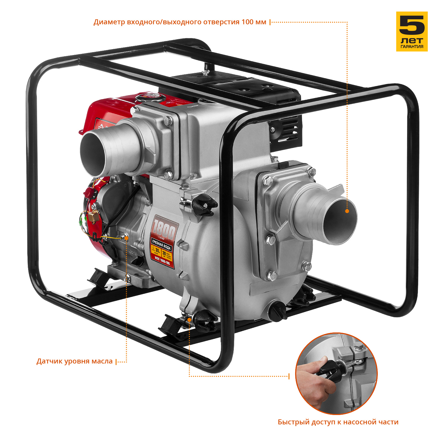 Мотопомпа бензиновая МПГ-1800-100