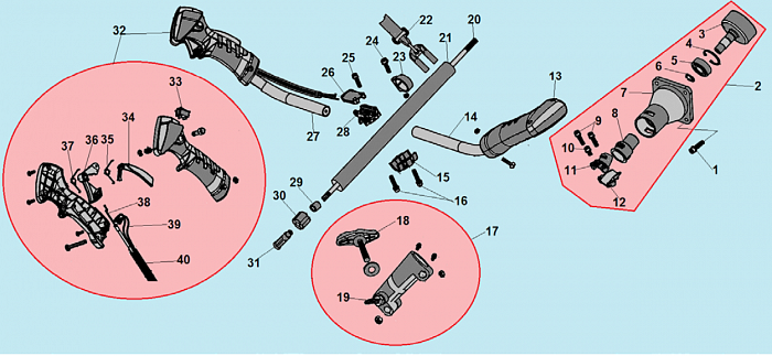7 ВАЛ - ШТАНГА -ТОРОС ГАЗА  ТРИММЕР CHAMPION Т333-2