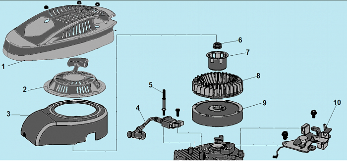 6 СТАРТЕР - МАГНЕТО - МАХОВИК Газонокосилка CHAMPION LM5131